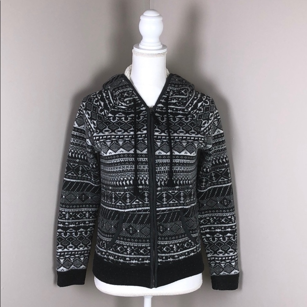 American Eagle XS Black & White Zip Up Hoodie